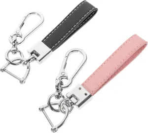 2 pcs Leather Wristlet Keychain Lost Car Key Ring with Stylish Design Lightweight Portable Wrist Rope Keychain for Handbag Backpack and Everyday Use