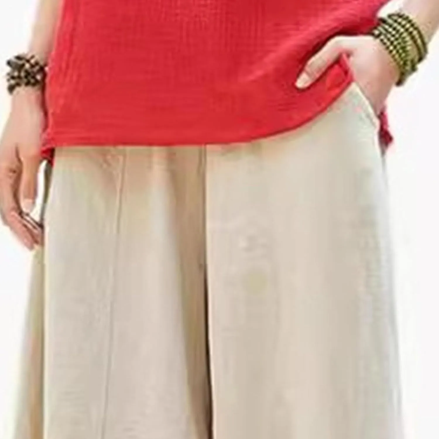 2025 Elastic Waist Bloomers Women's Linen Trousers Pockets Commuter Loose Pants Fashion Slim Casual Pants