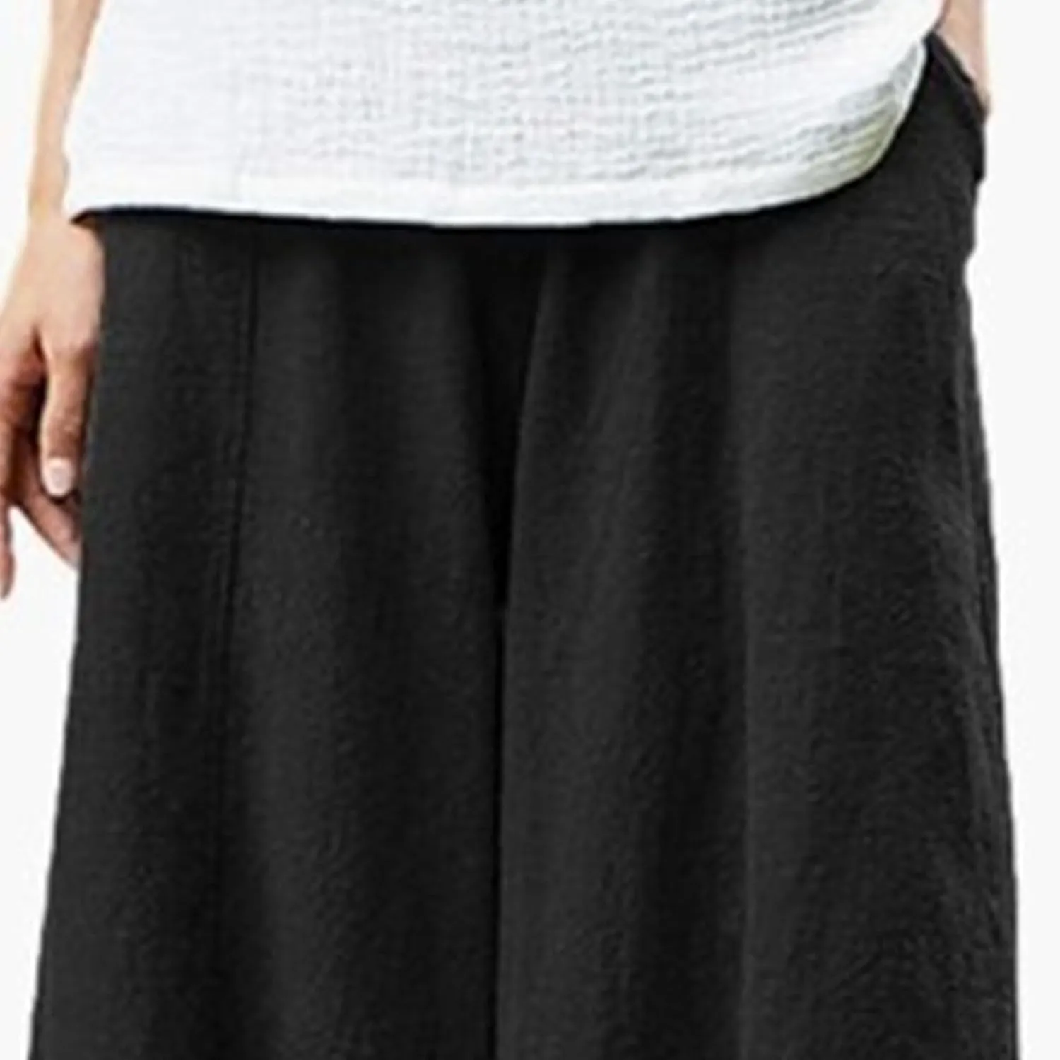 2025 Elastic Waist Bloomers Women's Linen Trousers Pockets Commuter Loose Pants Fashion Slim Casual Pants