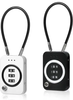 2PCS Combination Padlock for Suitcase, Travel Cable Locks, Tent & Bag Lock - Secure 3-Digit Lock for Luggage, Backpacks, and Outdoor Gear(Black   White)