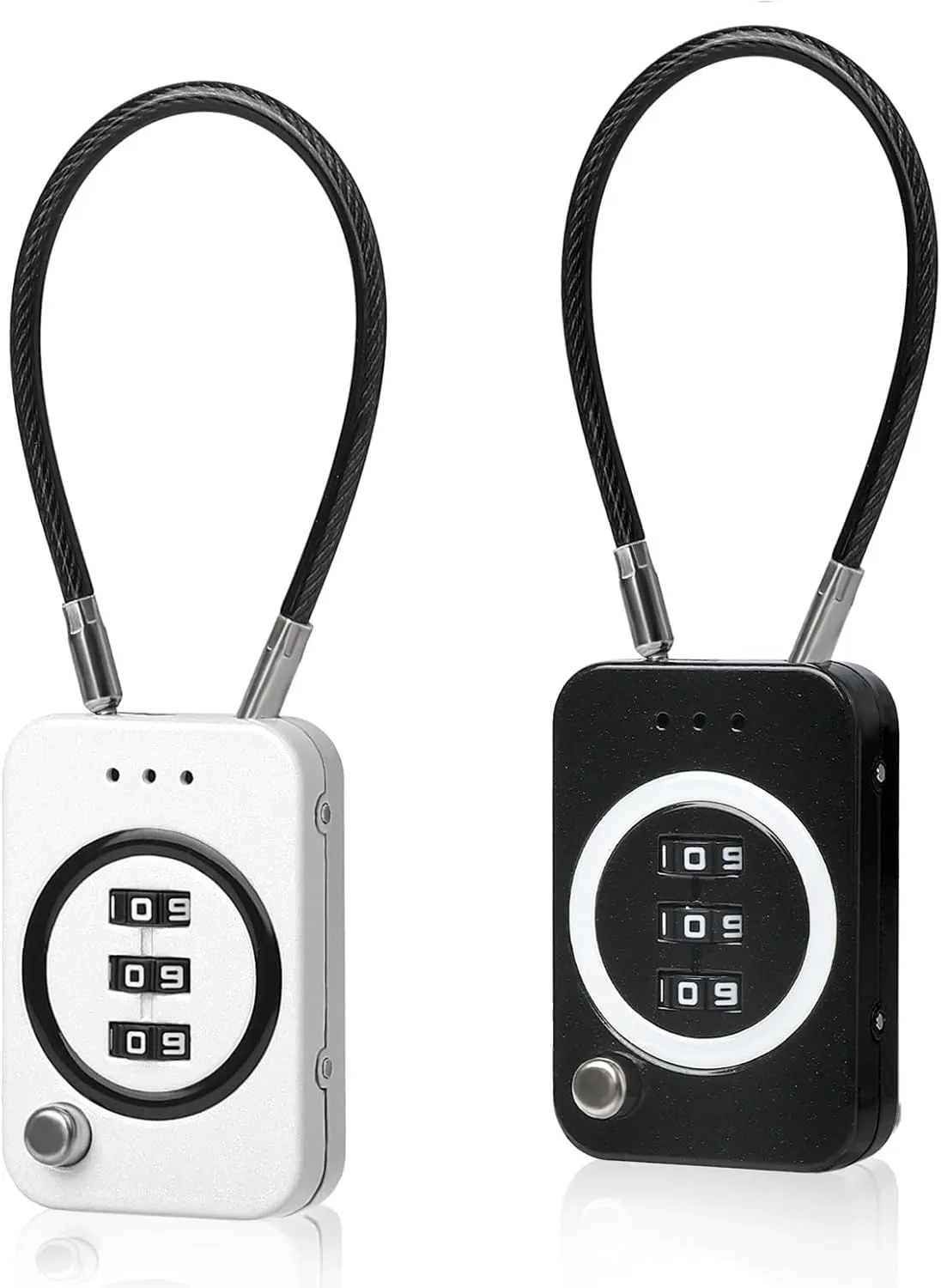2PCS Combination Padlock for Suitcase, Travel Cable Locks, Tent & Bag Lock - Secure 3-Digit Lock for Luggage, Backpacks, and Outdoor Gear(Black   White)