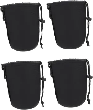 2sets Flexible Insulation Pouch for Dslr Camera Lenses Padded Lens Pouch Bag Carabiner Easy to Attach 2pcs*2