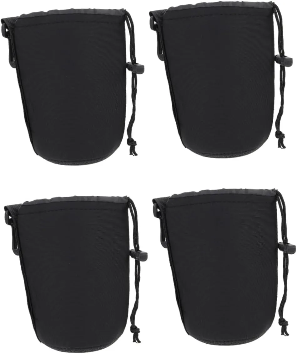 2sets Flexible Insulation Pouch for Dslr Camera Lenses Padded Lens Pouch Bag Carabiner Easy to Attach 2pcs*2