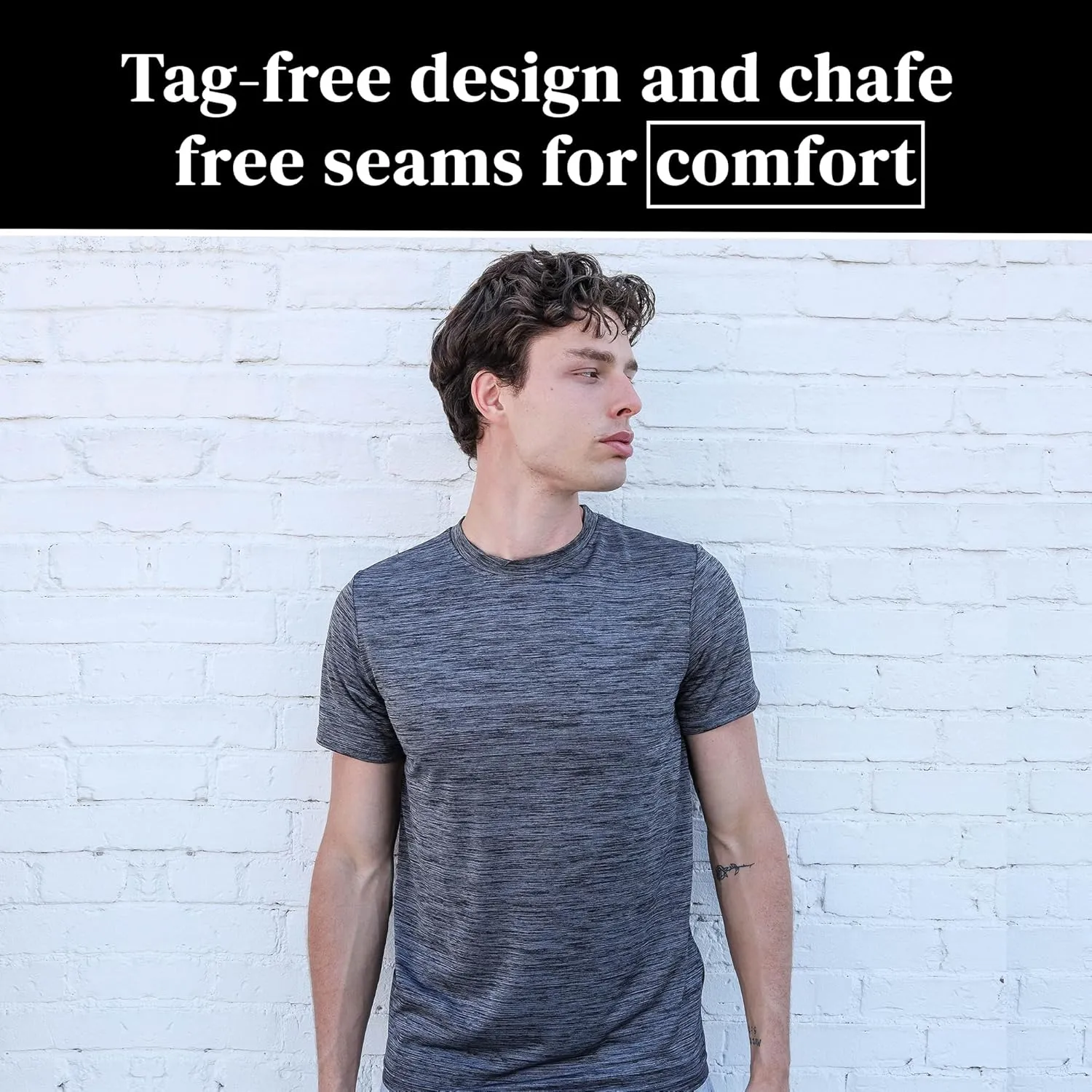 [5 Pack] Mens Workout Short Sleeve Dry Fit T Shirts Quick Dry Active Athletic Crewneck Running Gym Moisture Wicking Tee Tops