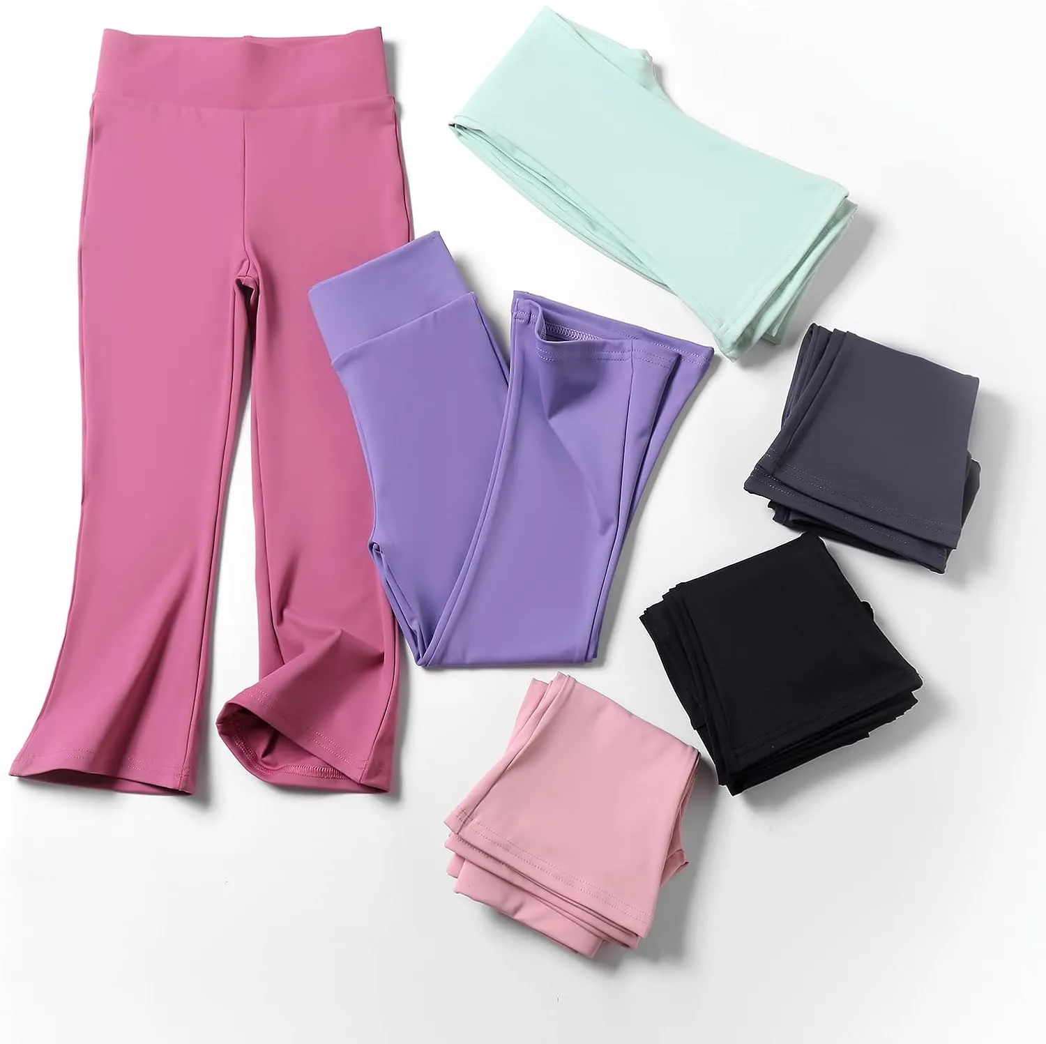 6 Pack Girls Flare Legging Kids Bootcut Pants Girls Bell Bottom Pants Girl High Waisted Yoga Flared Pants