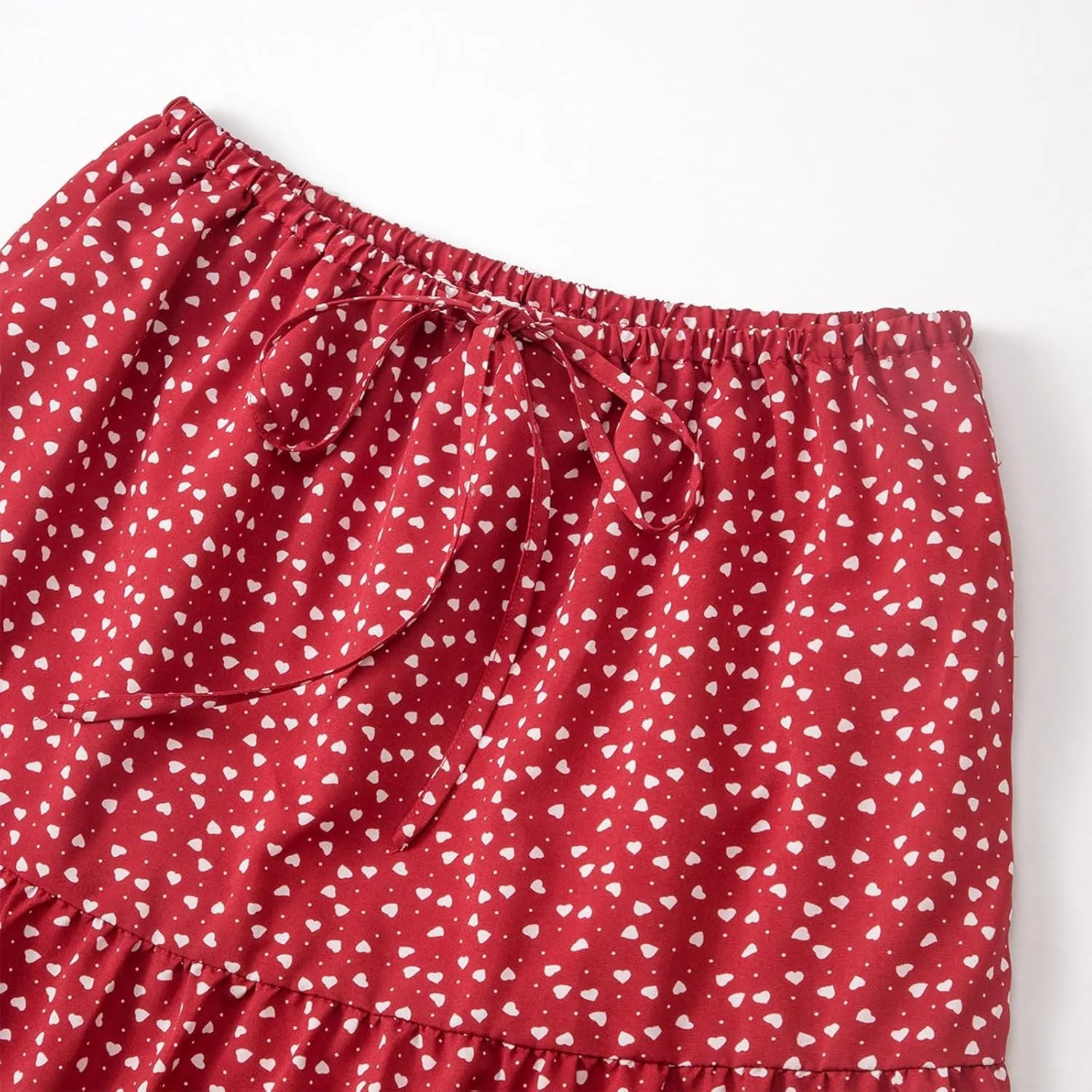 ADHOWBEW Midi Skirts for Women Summer Elastic Waist High Waist Casual Sexy Flowy Beach Bohemian Skirts