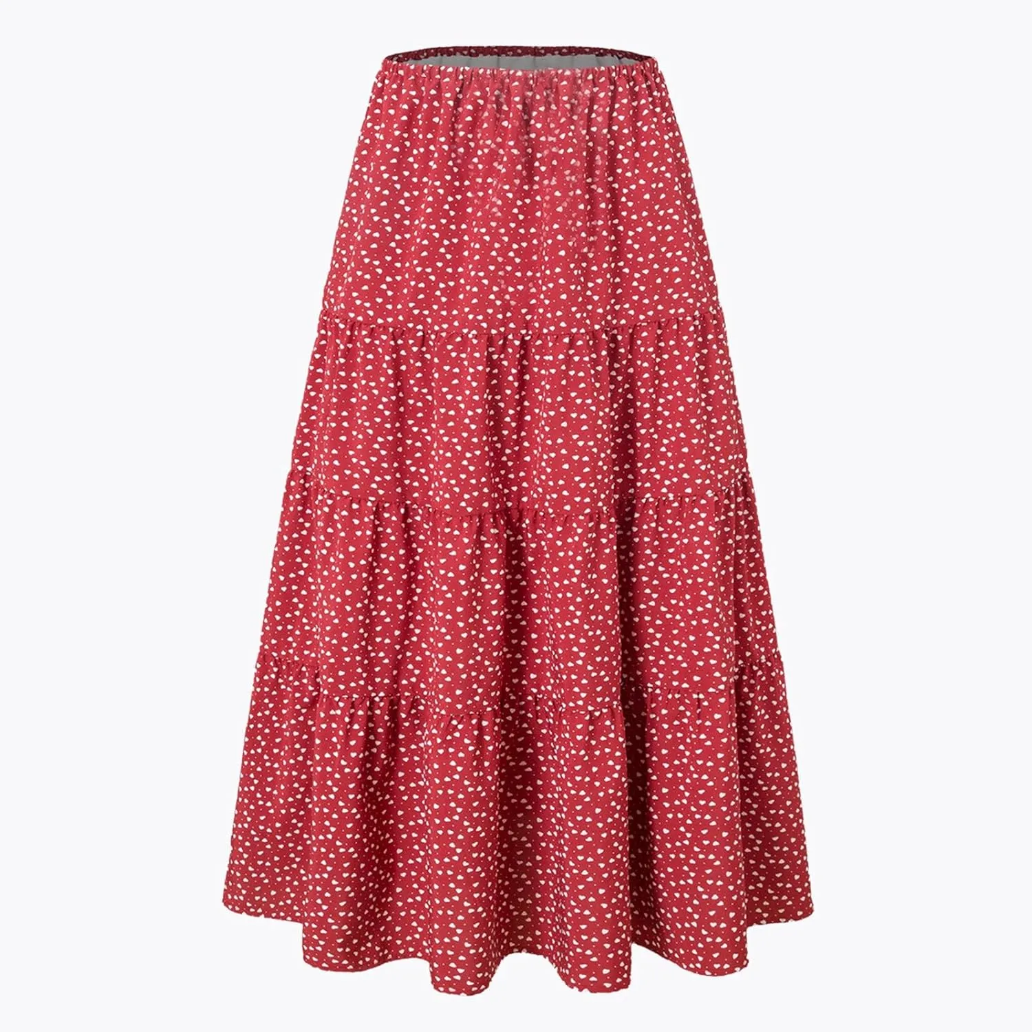 ADHOWBEW Midi Skirts for Women Summer Elastic Waist High Waist Casual Sexy Flowy Beach Bohemian Skirts