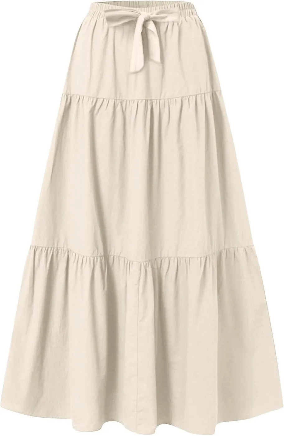 ADHOWBEW Skirts for Women Midi Length Sexy Trendy Flowy Casual Cotton Smocked Bohemian High Waist Skirts