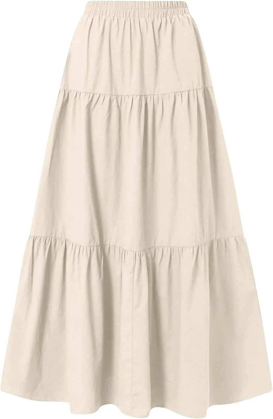 ADHOWBEW Skirts for Women Midi Length Sexy Trendy Flowy Casual Cotton Smocked Bohemian High Waist Skirts