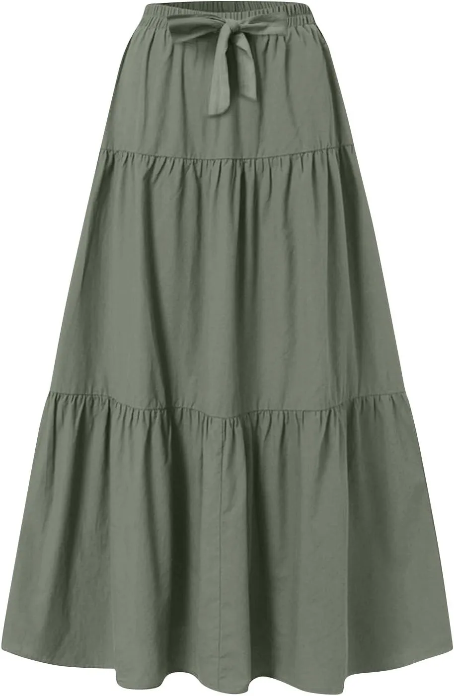 ADHOWBEW Skirts for Women Midi Length Sexy Trendy Flowy Casual Cotton Smocked Bohemian High Waist Skirts