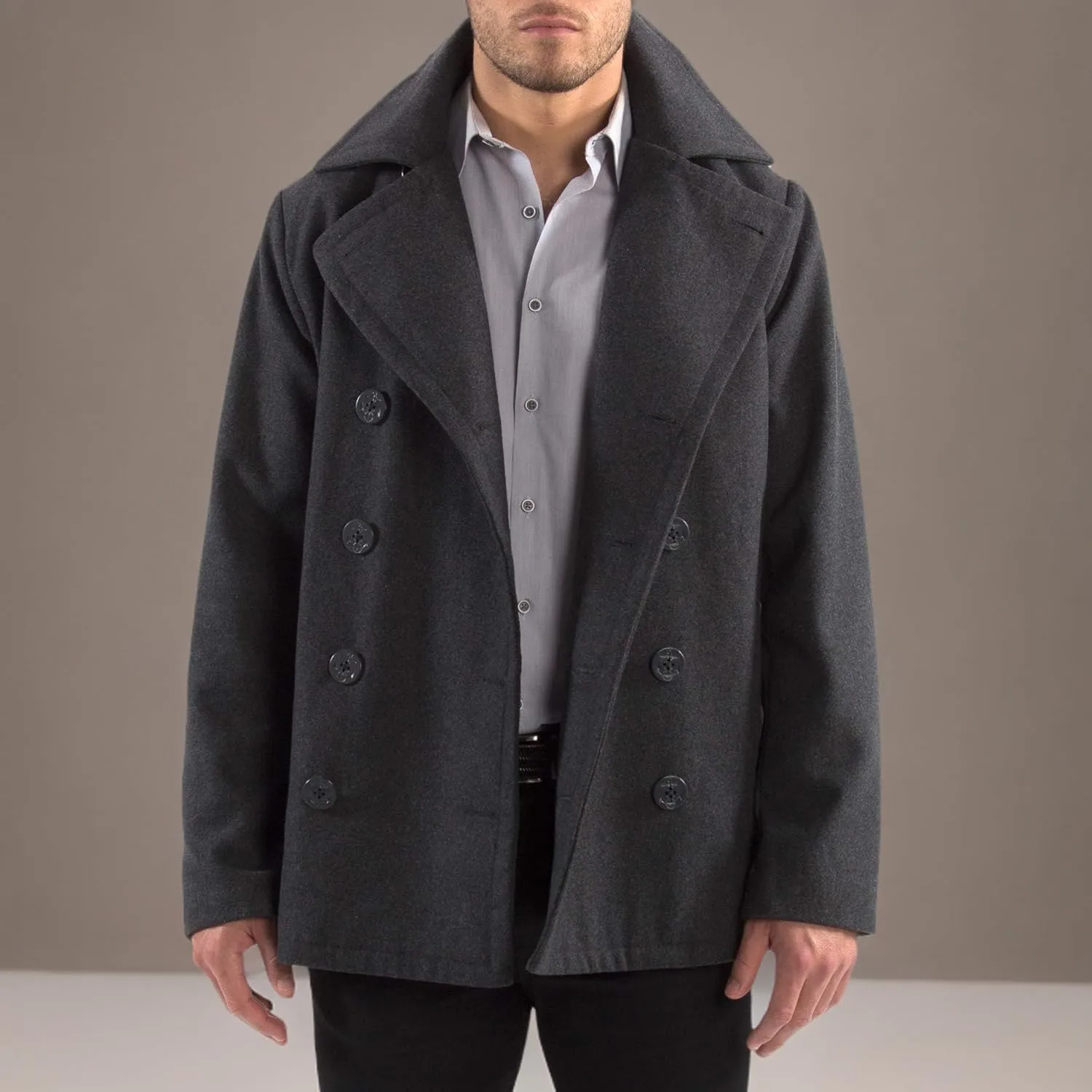 Alpine Swiss Mason Mens Wool Blend Classic Pea Coat Jacket