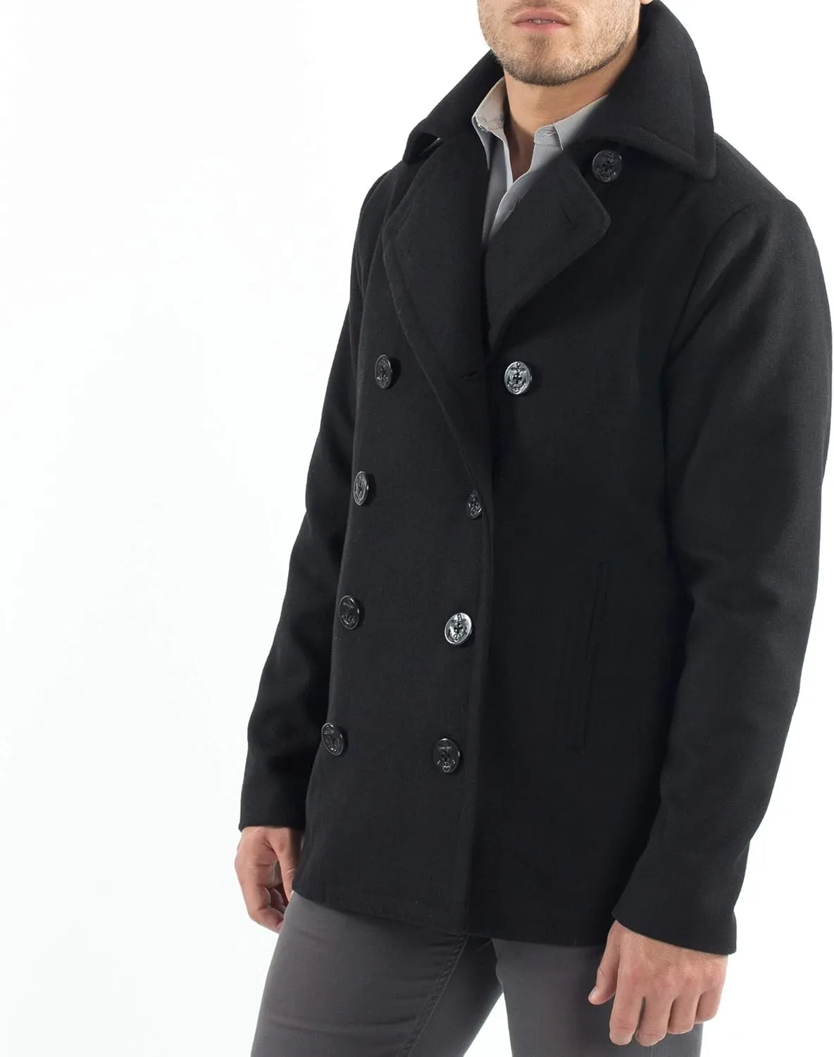 Alpine Swiss Mason Mens Wool Blend Classic Pea Coat Jacket