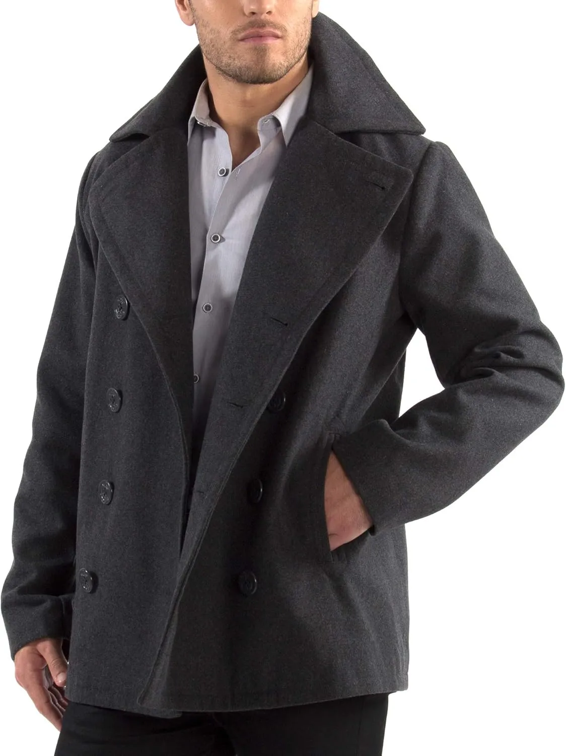 Alpine Swiss Mason Mens Wool Blend Classic Pea Coat Jacket