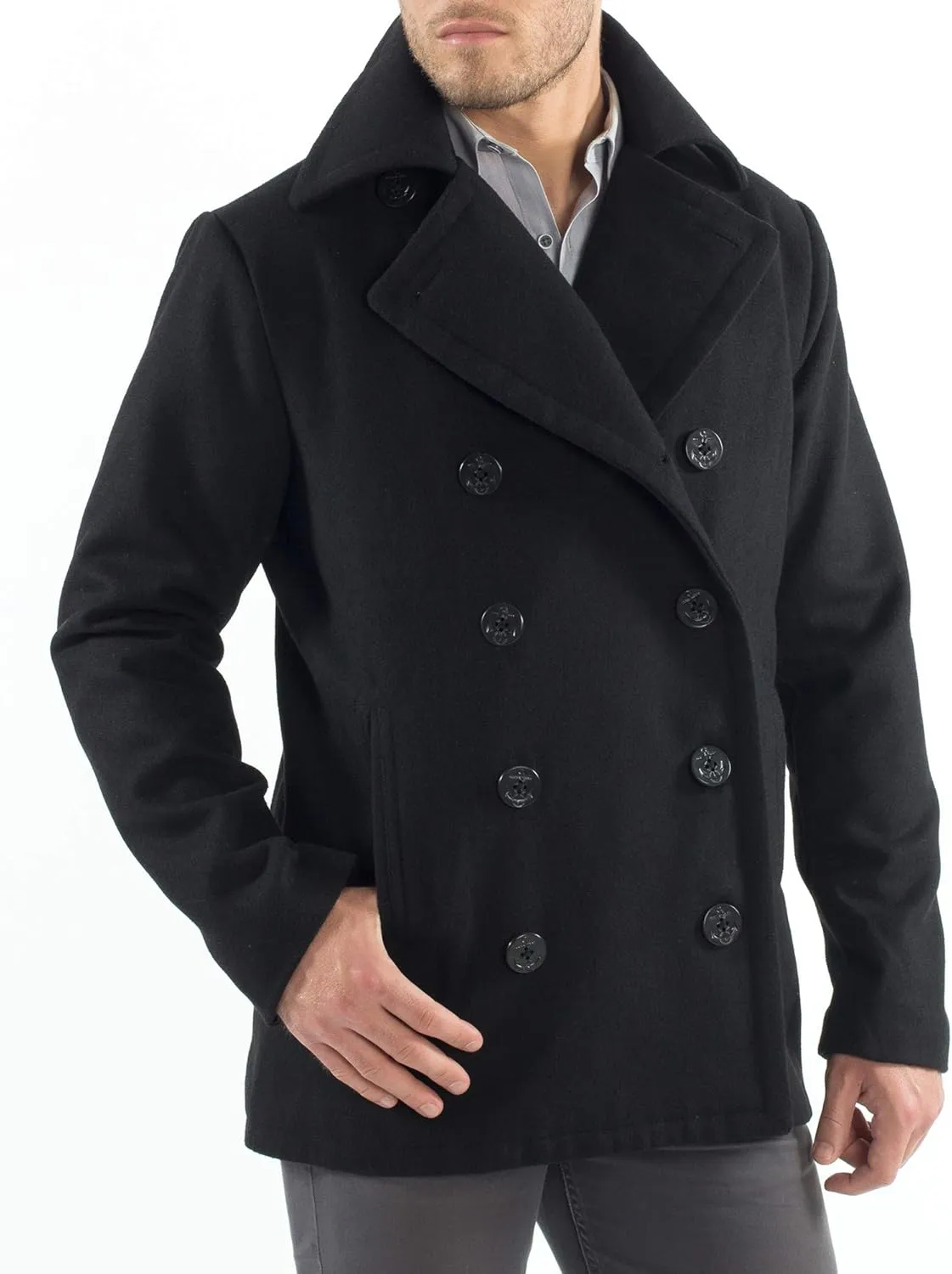 Alpine Swiss Mason Mens Wool Blend Classic Pea Coat Jacket