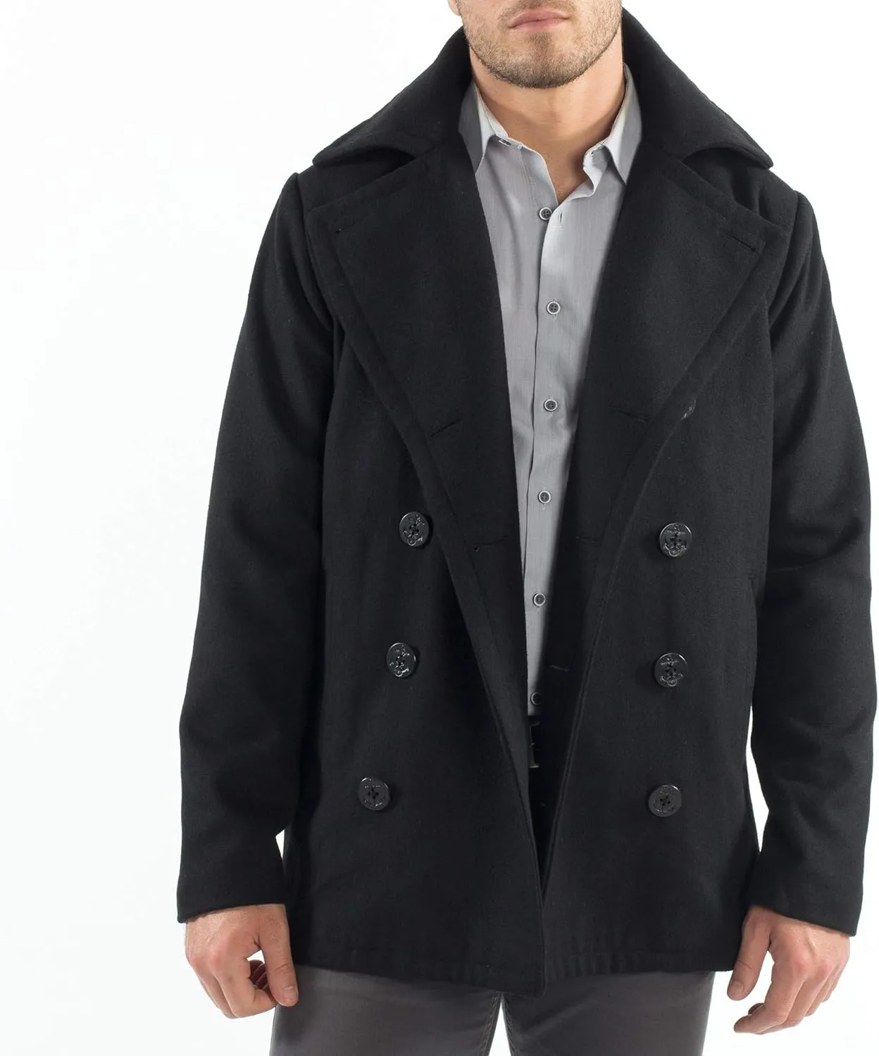 Alpine Swiss Mason Mens Wool Blend Classic Pea Coat Jacket