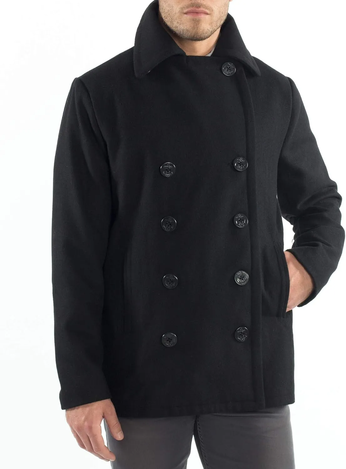 Alpine Swiss Mason Mens Wool Blend Classic Pea Coat Jacket