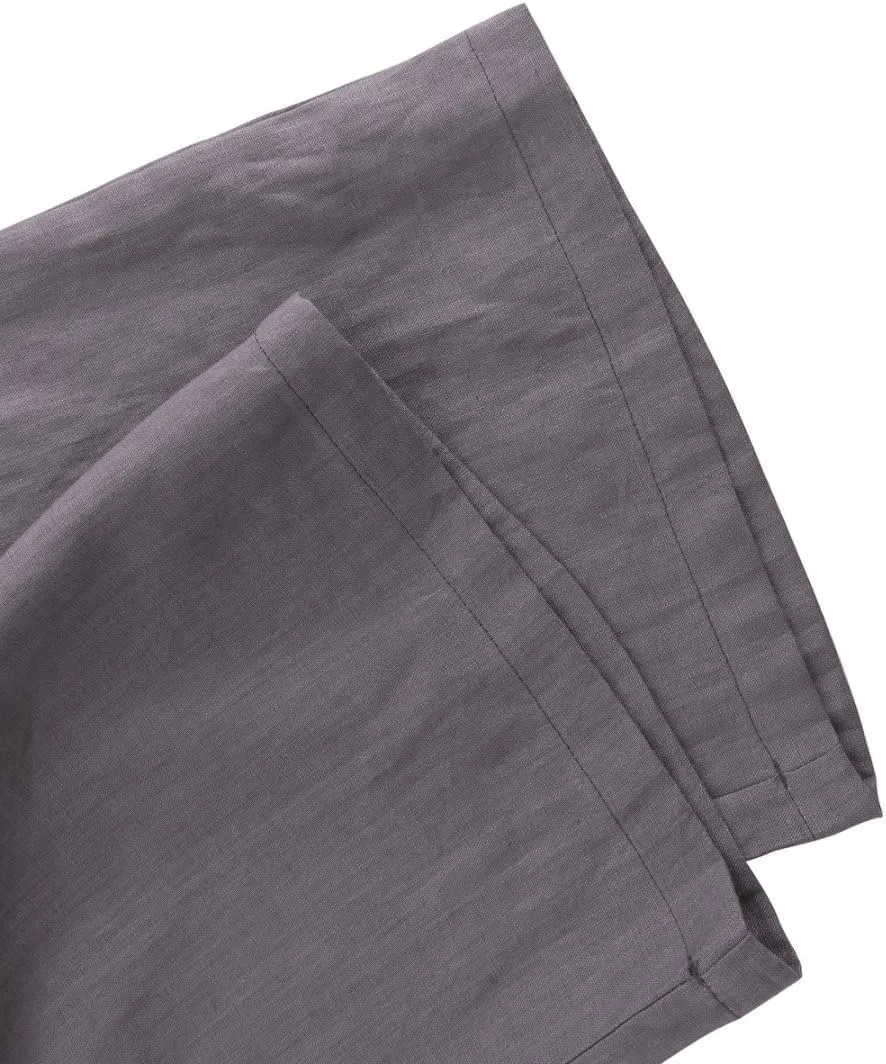 Amazhiyu Womens Pure Linen Summer Drawstring Flowy Wide Leg Pants with Pockets