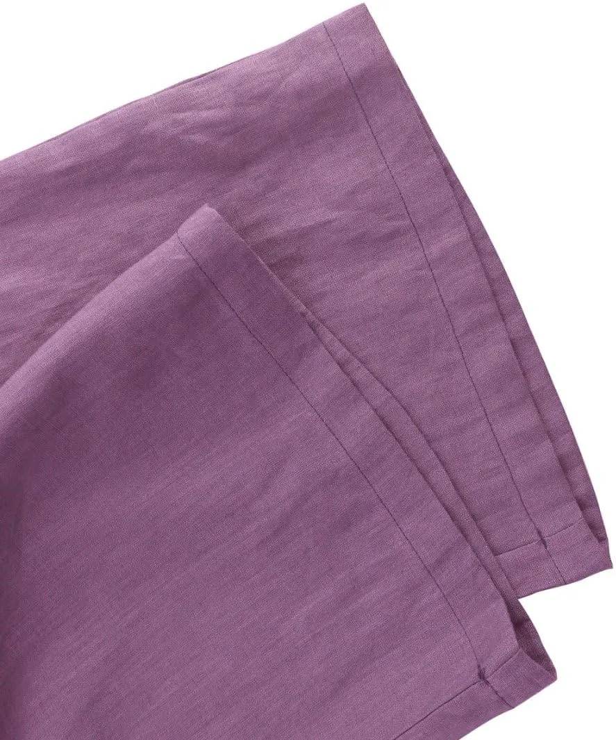 Amazhiyu Womens Pure Linen Summer Drawstring Flowy Wide Leg Pants with Pockets
