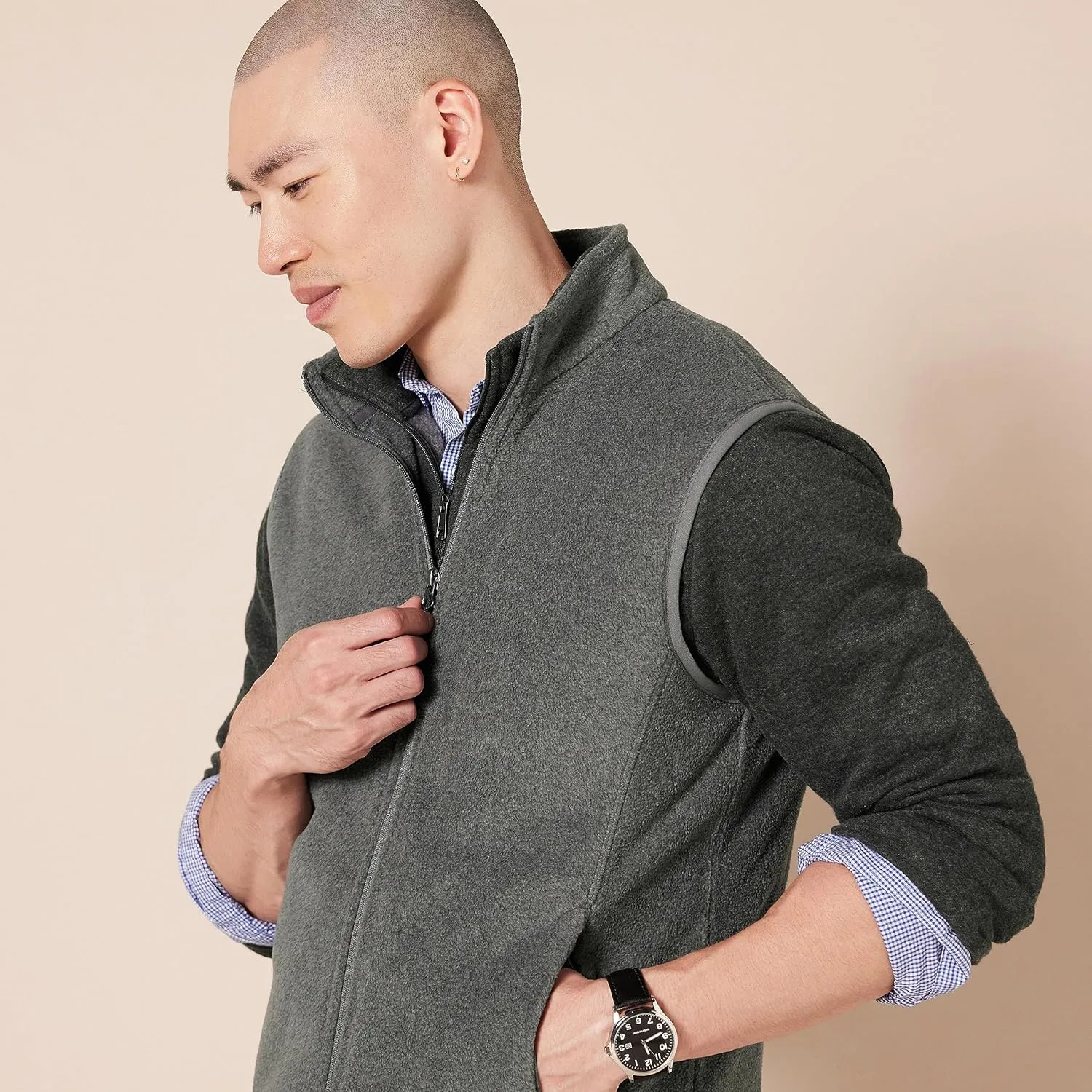 Amazon Essentials Men's Full-Zip Polar Fleece Vest (Available in Big & Tall)