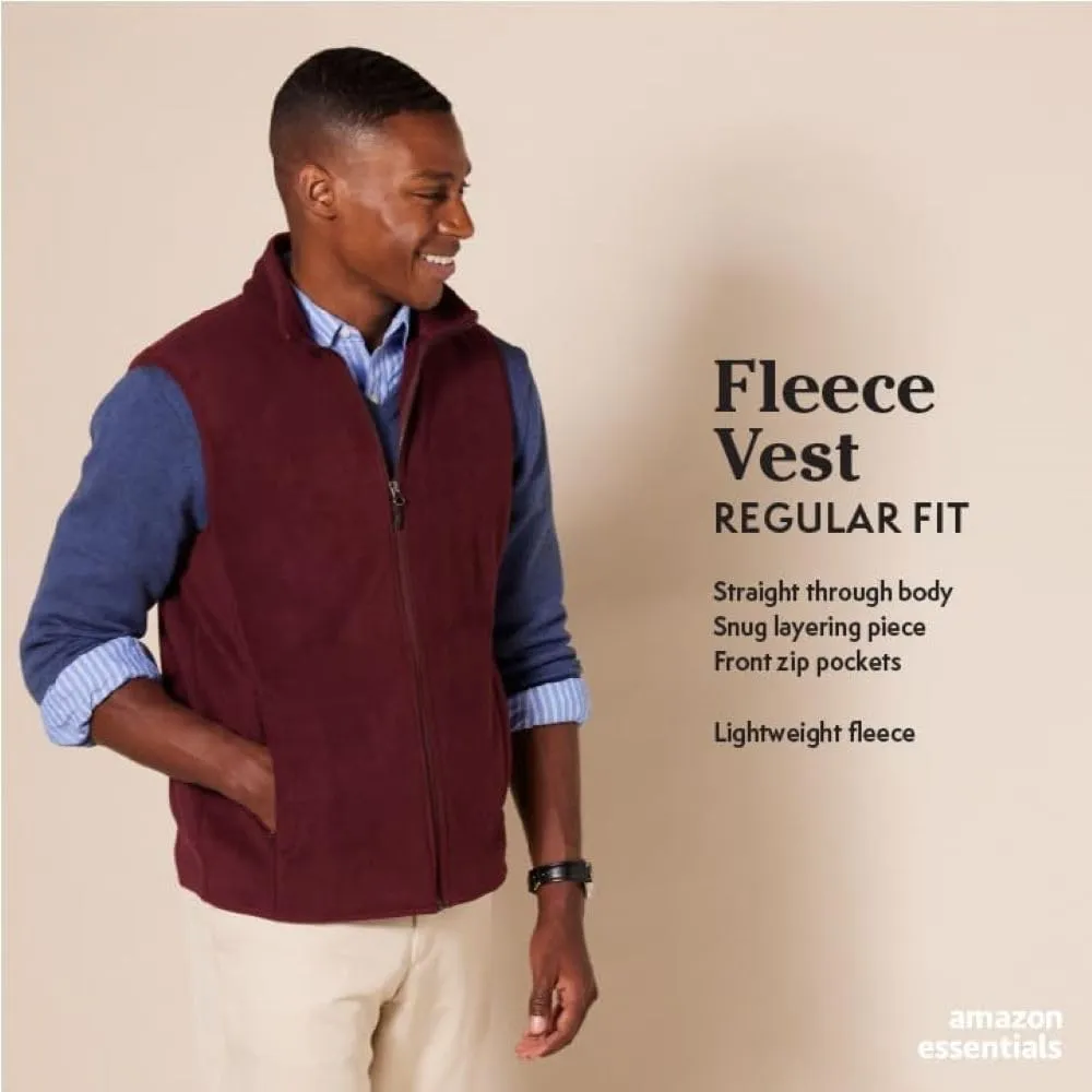 Amazon Essentials Men's Full-Zip Polar Fleece Vest (Available in Big & Tall)