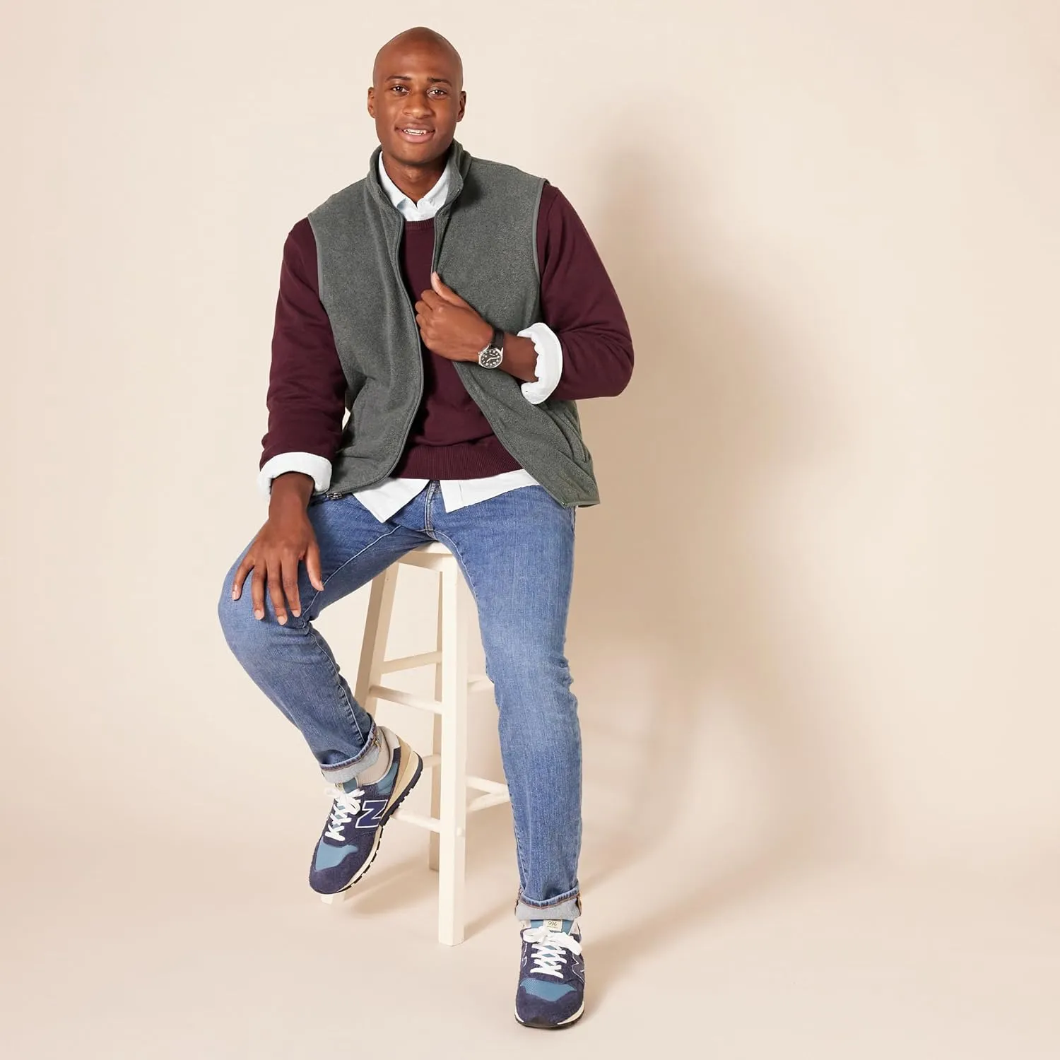 Amazon Essentials Men's Full-Zip Polar Fleece Vest (Available in Big & Tall)