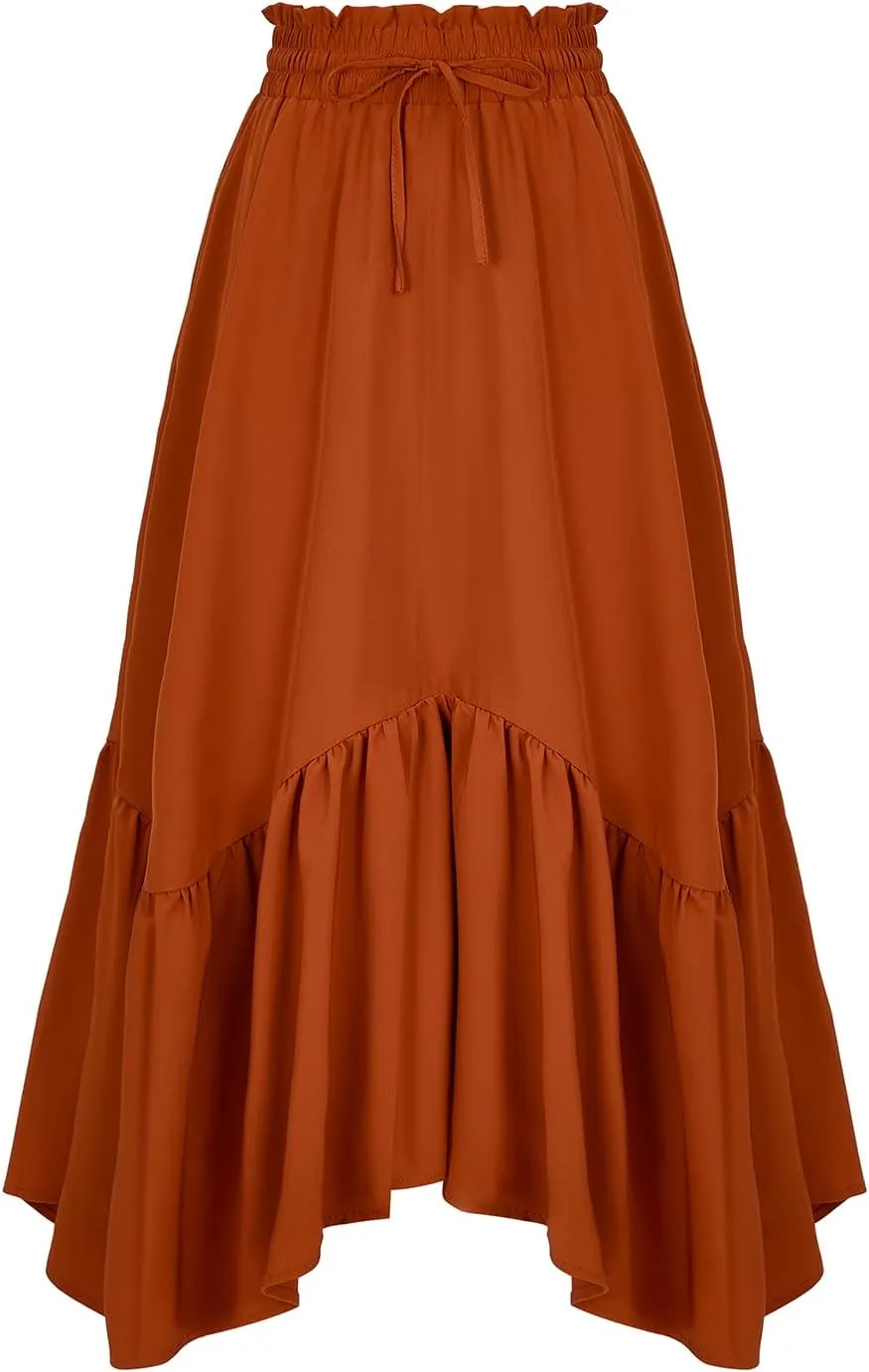 American Trends Maxi Skirts for Women Renaissance Skirt Medieval Womens Long Skirts Flowy Bohemian Pirate Skirts with Pockets