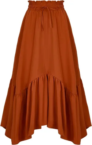 American Trends Maxi Skirts for Women Renaissance Skirt Medieval Womens Long Skirts Flowy Bohemian Pirate Skirts with Pockets