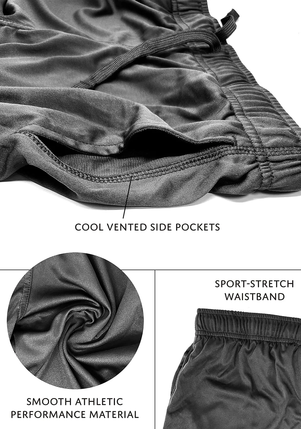 Andrew Scott Boys 3 Pack Active Performance Mesh Style Basketball Sport Shorts
