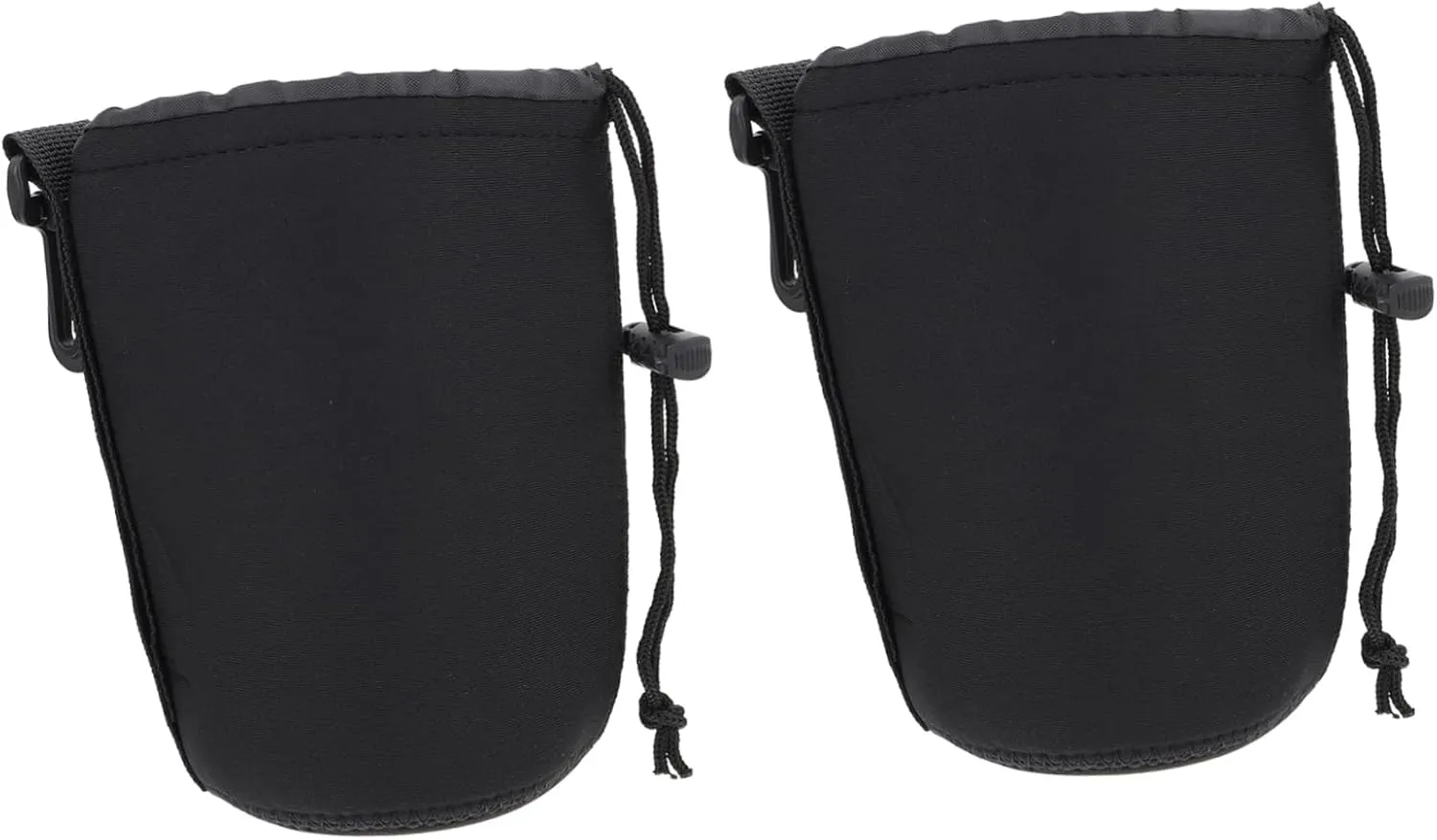 Angoily 2pcs Drawstring Neoprene Dslr Camera Lens Pouch Bag Pancakes Hooks for Belts