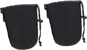 Angoily 2pcs Drawstring Neoprene Dslr Camera Lens Pouch Bag Pancakes Hooks for Belts