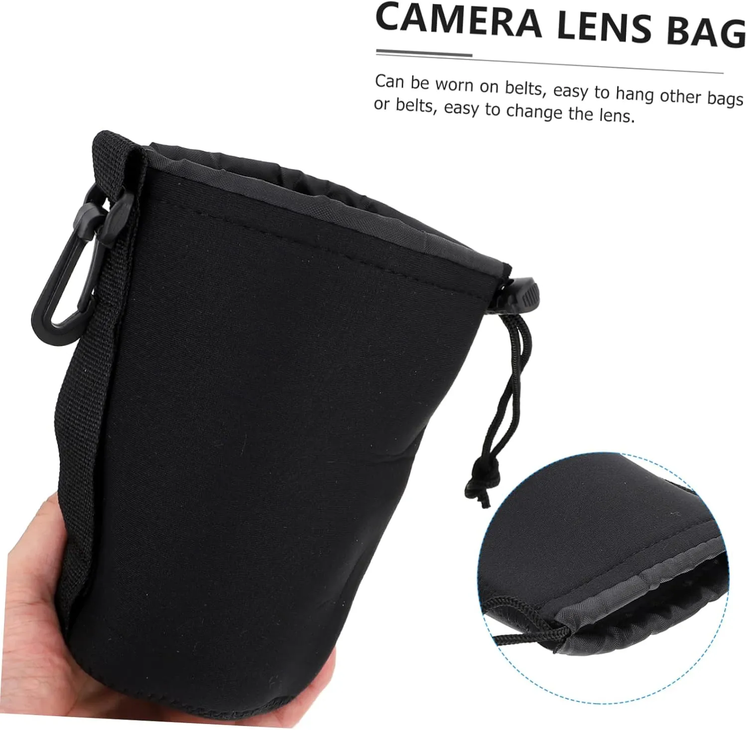 Angoily Neoprene Lens Pouch Bag for Dslr Drawstring Pouches Easy Lens Change Soft Material