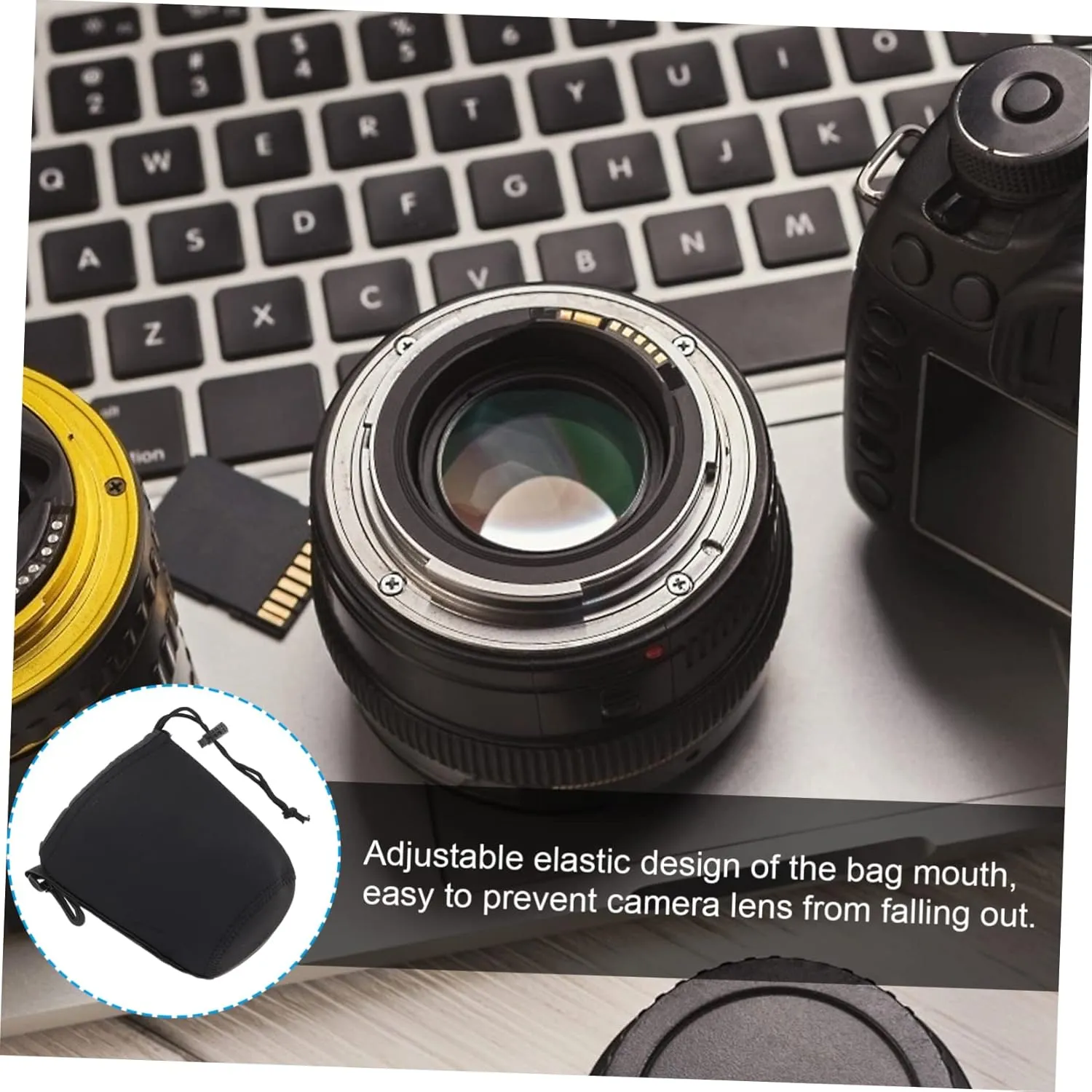 Angoily Neoprene Lens Pouch Bag for Dslr Drawstring Pouches Easy Lens Change Soft Material