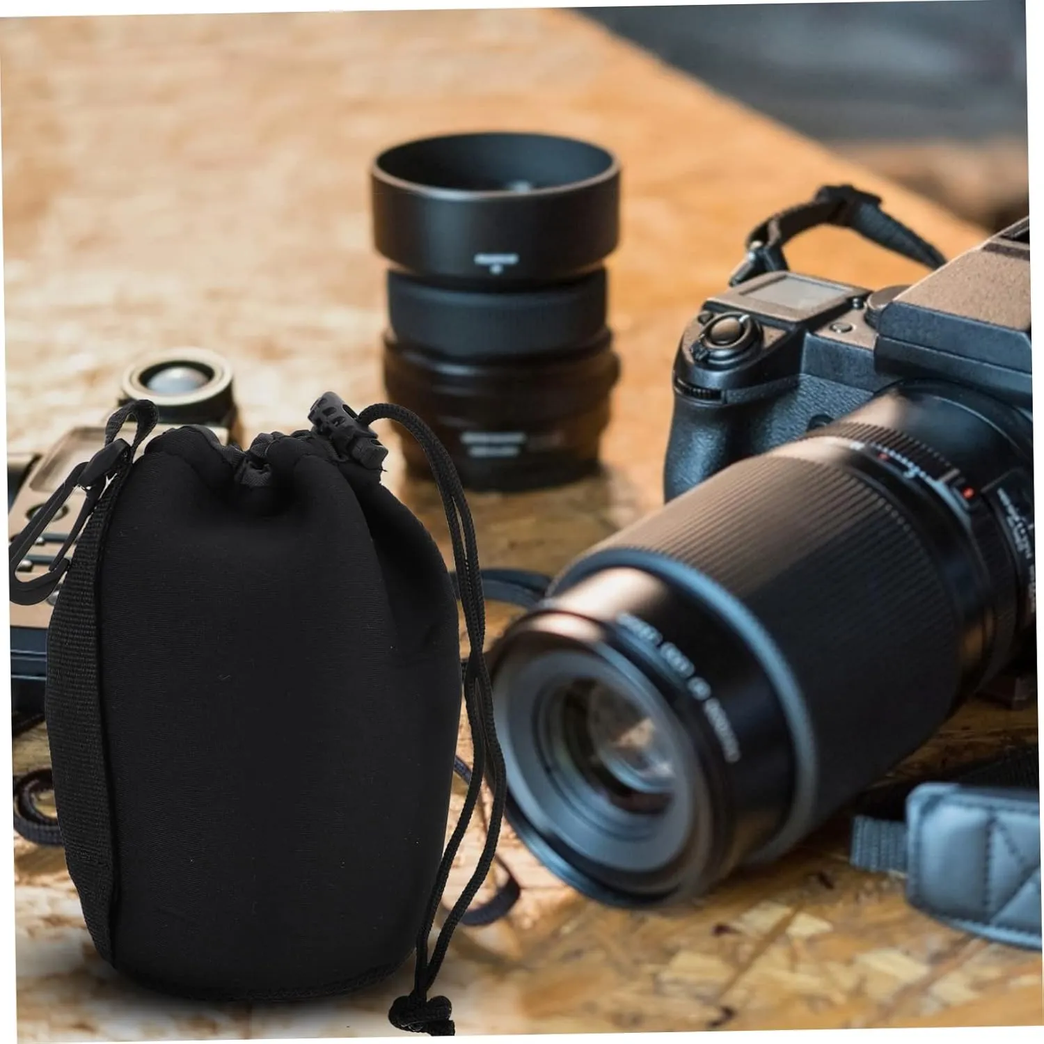 Angoily Neoprene Lens Pouch Bag for Dslr Drawstring Pouches Easy Lens Change Soft Material
