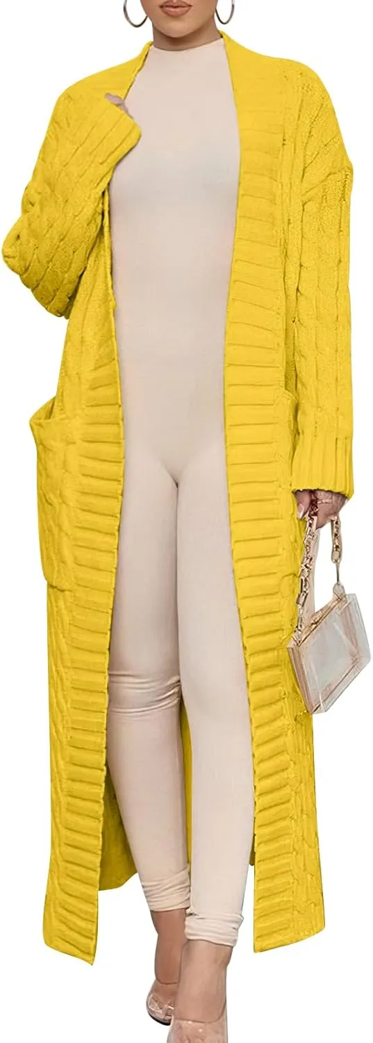 ANRABESS Womens Long Cardigan Sweater 2025 Oversized Coat Long Sleeve Open Front Knit Maxi Outwear Fall Trendy Jacket Clothes
