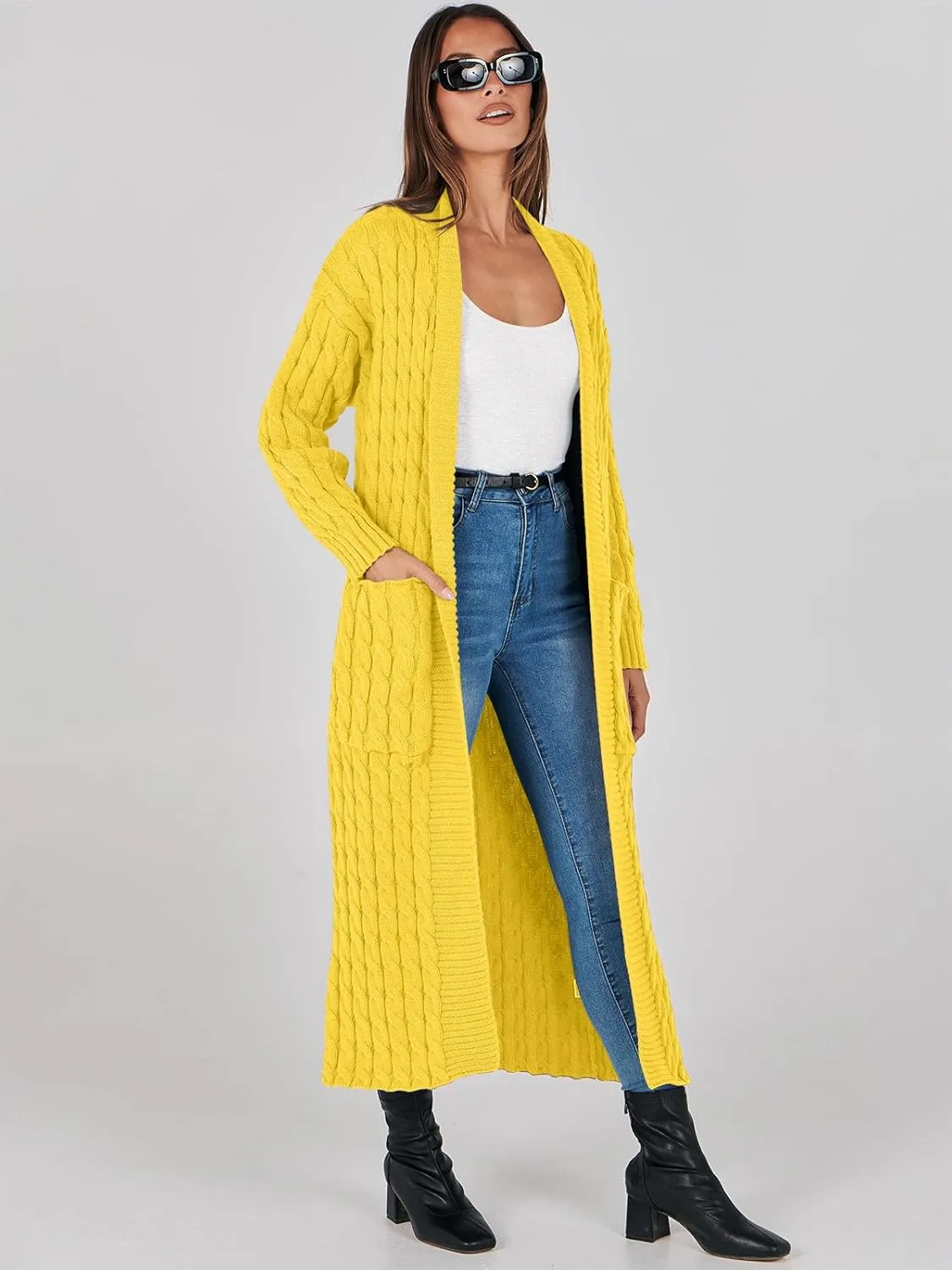 ANRABESS Womens Long Cardigan Sweater 2025 Oversized Coat Long Sleeve Open Front Knit Maxi Outwear Fall Trendy Jacket Clothes