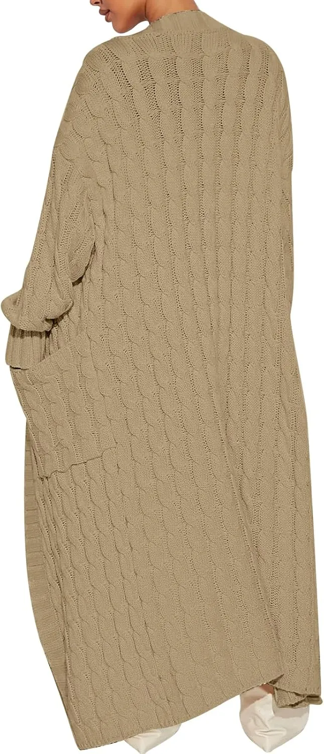 ANRABESS Womens Long Cardigan Sweater 2025 Oversized Coat Long Sleeve Open Front Knit Maxi Outwear Fall Trendy Jacket Clothes