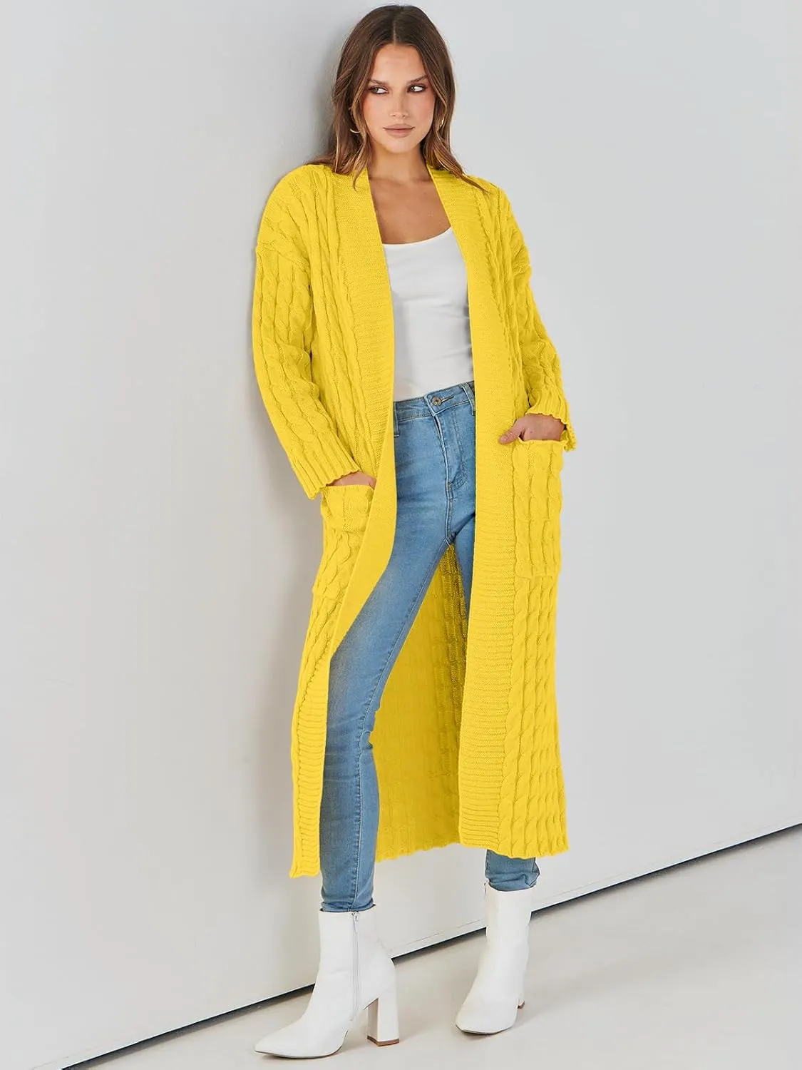 ANRABESS Womens Long Cardigan Sweater 2025 Oversized Coat Long Sleeve Open Front Knit Maxi Outwear Fall Trendy Jacket Clothes
