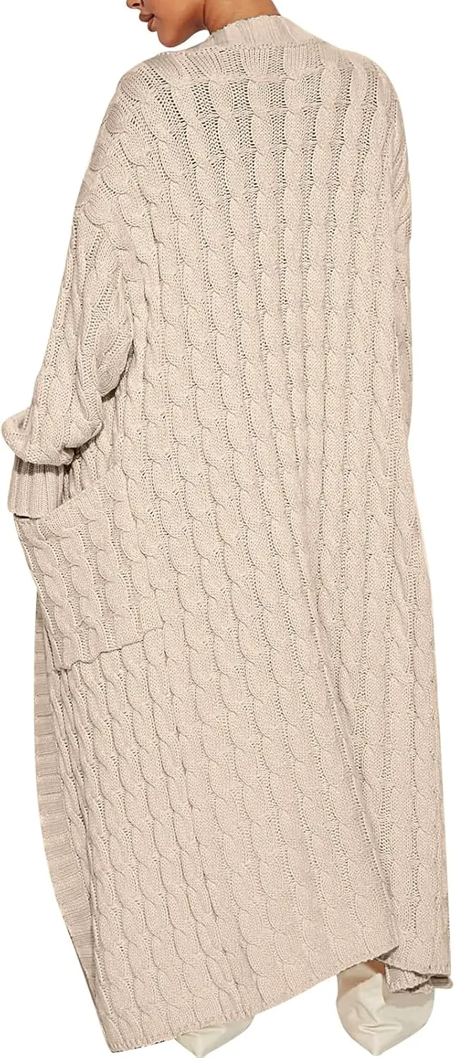 ANRABESS Womens Long Cardigan Sweater 2025 Oversized Coat Long Sleeve Open Front Knit Maxi Outwear Fall Trendy Jacket Clothes