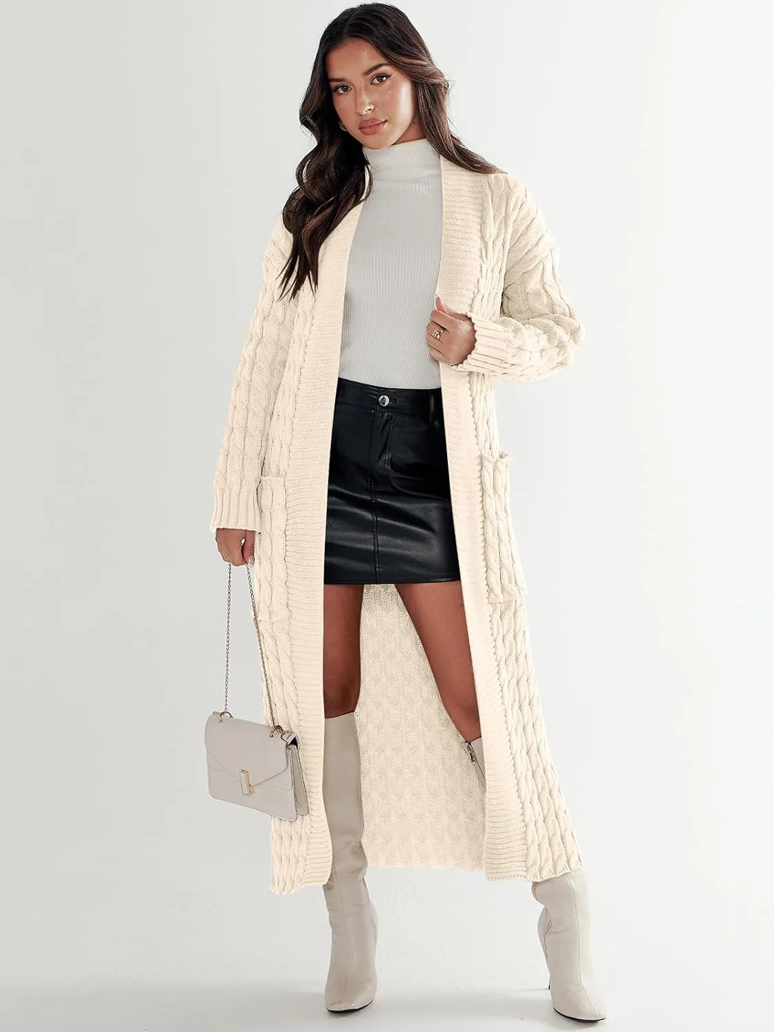 ANRABESS Womens Long Cardigan Sweater 2025 Oversized Coat Long Sleeve Open Front Knit Maxi Outwear Fall Trendy Jacket Clothes
