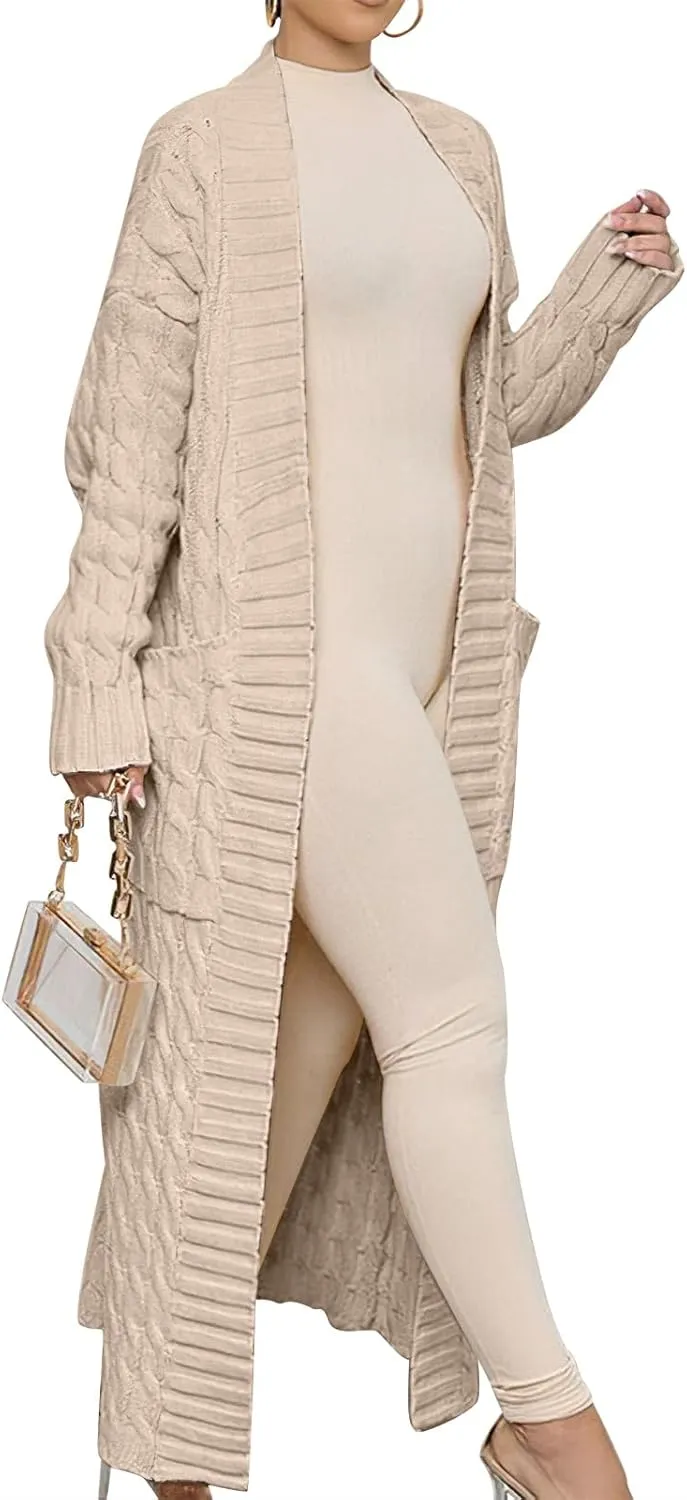 ANRABESS Womens Long Cardigan Sweater 2025 Oversized Coat Long Sleeve Open Front Knit Maxi Outwear Fall Trendy Jacket Clothes