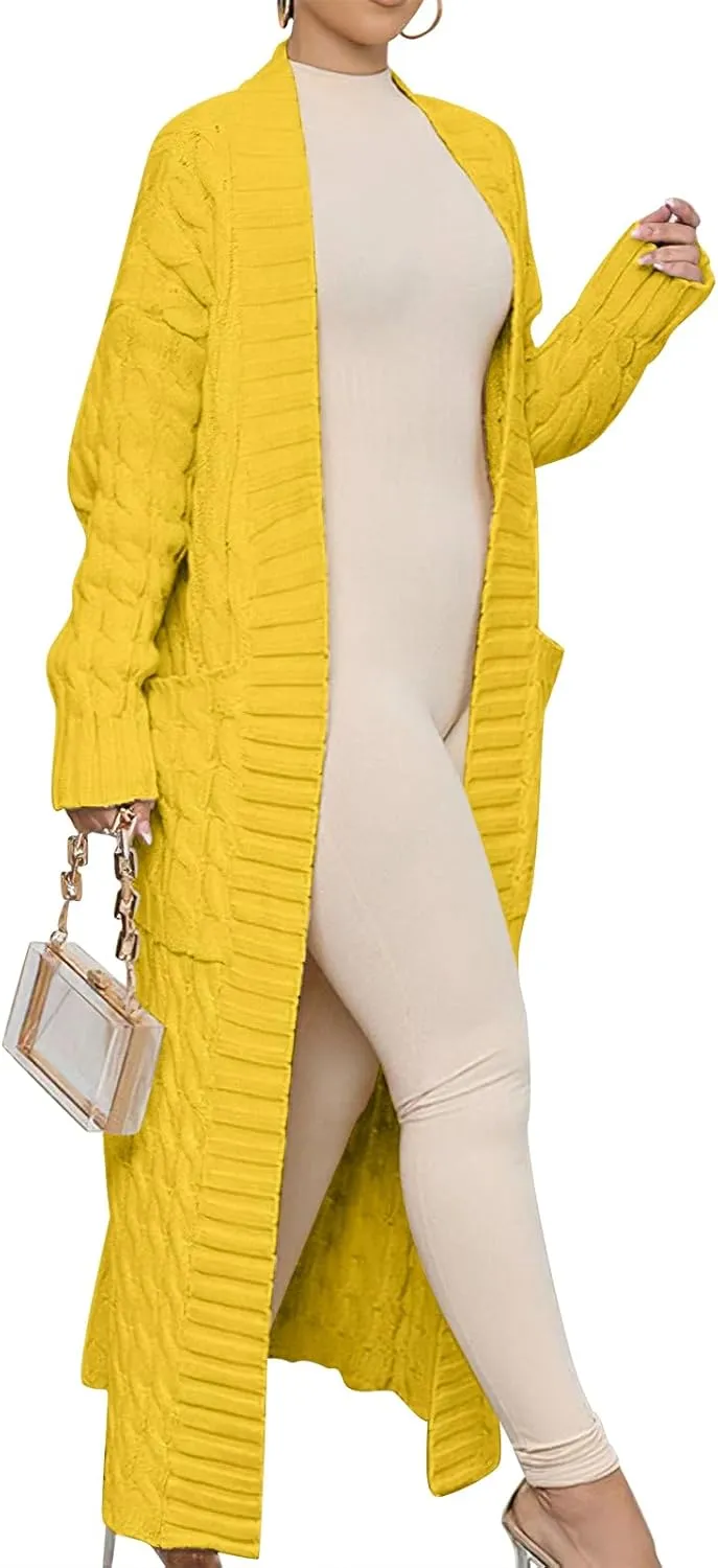 ANRABESS Womens Long Cardigan Sweater 2025 Oversized Coat Long Sleeve Open Front Knit Maxi Outwear Fall Trendy Jacket Clothes
