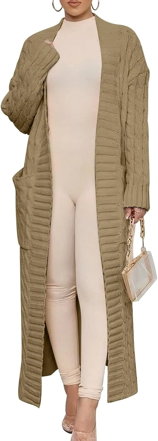 ANRABESS Womens Long Cardigan Sweater 2025 Oversized Coat Long Sleeve Open Front Knit Maxi Outwear Fall Trendy Jacket Clothes