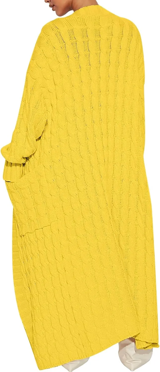 ANRABESS Womens Long Cardigan Sweater 2025 Oversized Coat Long Sleeve Open Front Knit Maxi Outwear Fall Trendy Jacket Clothes