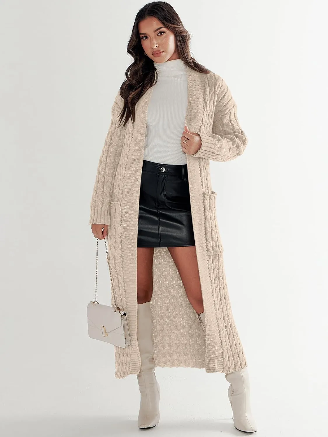 ANRABESS Womens Long Cardigan Sweater 2025 Oversized Coat Long Sleeve Open Front Knit Maxi Outwear Fall Trendy Jacket Clothes