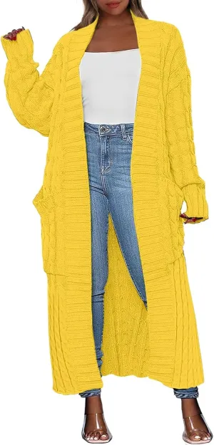 ANRABESS Womens Long Cardigan Sweater 2025 Oversized Coat Long Sleeve Open Front Knit Maxi Outwear Fall Trendy Jacket Clothes
