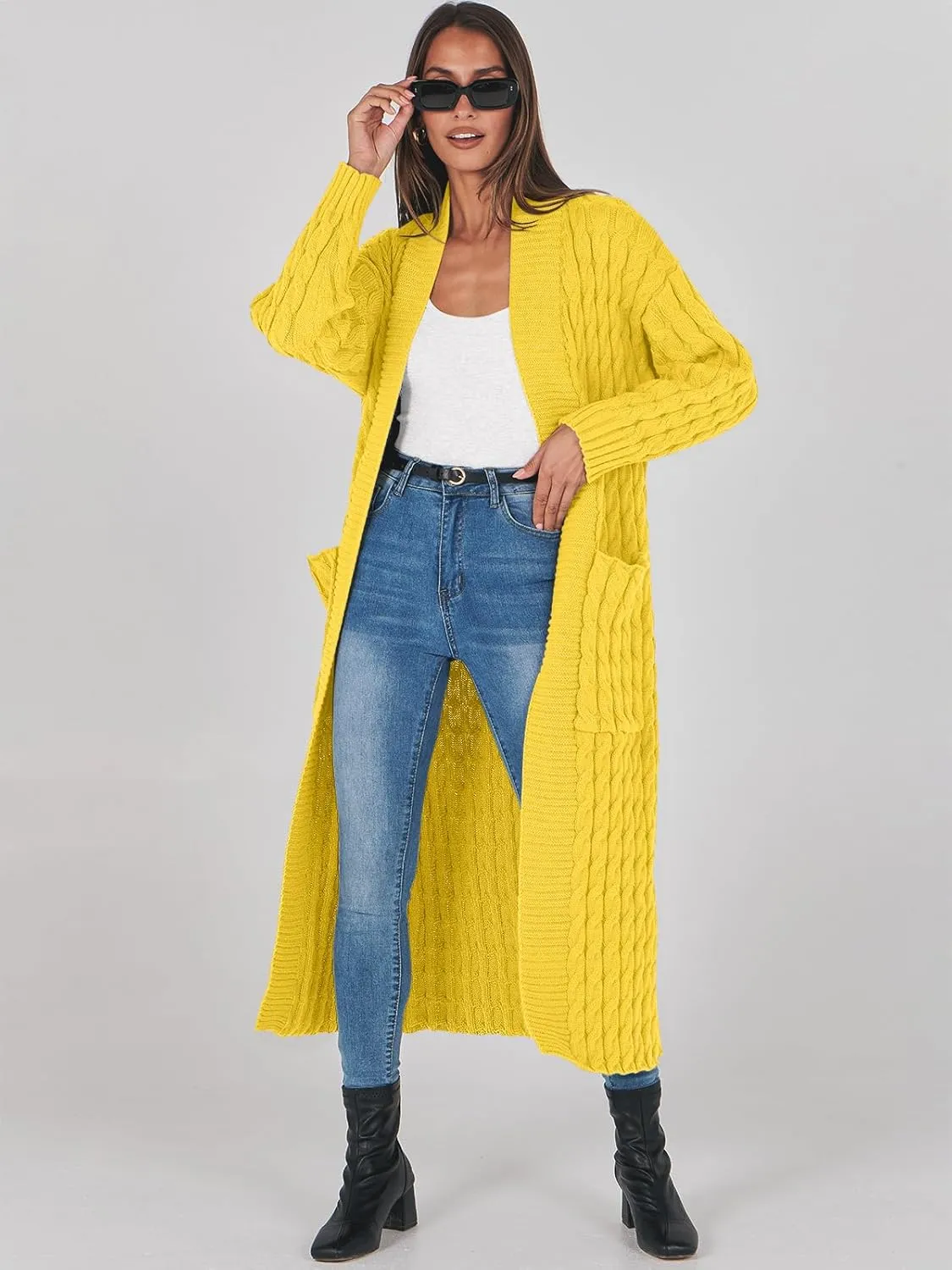 ANRABESS Womens Long Cardigan Sweater 2025 Oversized Coat Long Sleeve Open Front Knit Maxi Outwear Fall Trendy Jacket Clothes