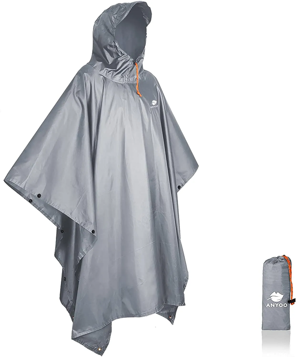 Anyoo Waterproof Rain Poncho Lightweight Reusable Hiking Hooded Coat Jacket for Outdoor Activities
