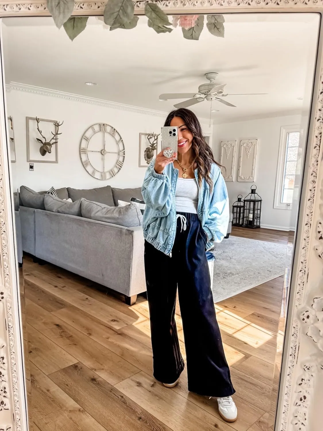 Athlisan Womens Baggy Wide Leg Palazzo Pants Casual Loose Drawstring Elastic Waisted Lounge Trousers with Pockets