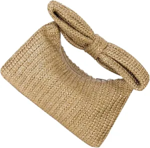 BESPORTBLE Summer Straw Bag Elegant Bow Clutch Fine Woven Straw Handbag Versatile Fashion Accessory