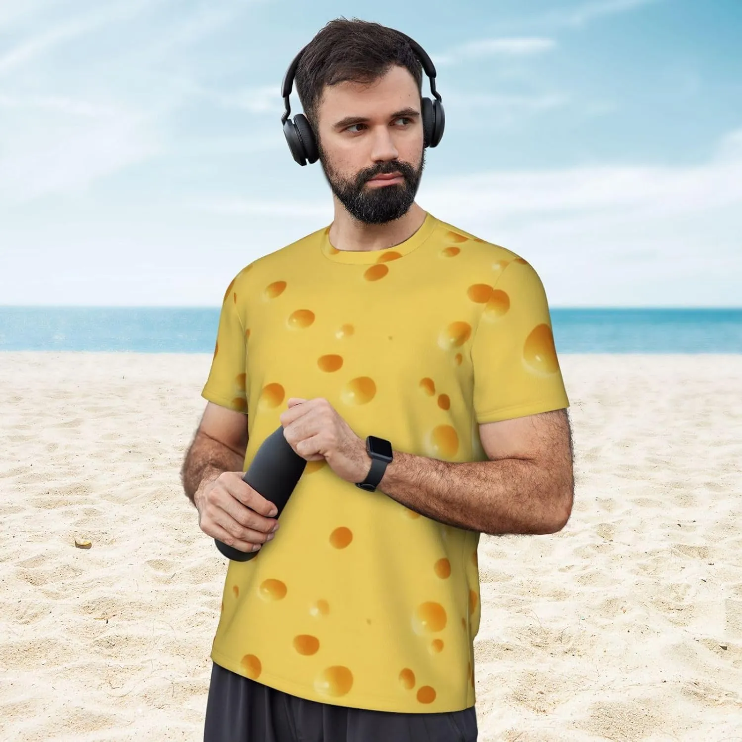 Blue Men's Short Sleeve Mesh Crew Neck T Shirt Athletic Running Gym Tee